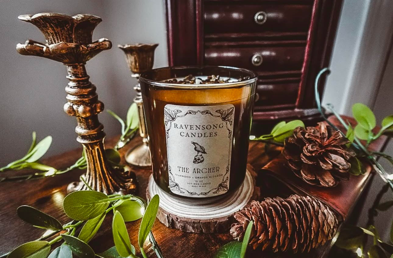 The Archer | Orange Blossom and Teakwood 12oz soy wax candle